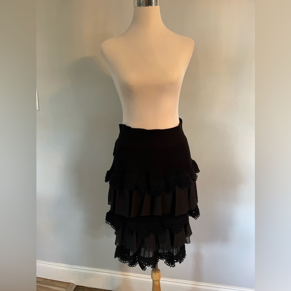 Tiered Crochet Midi Skirt